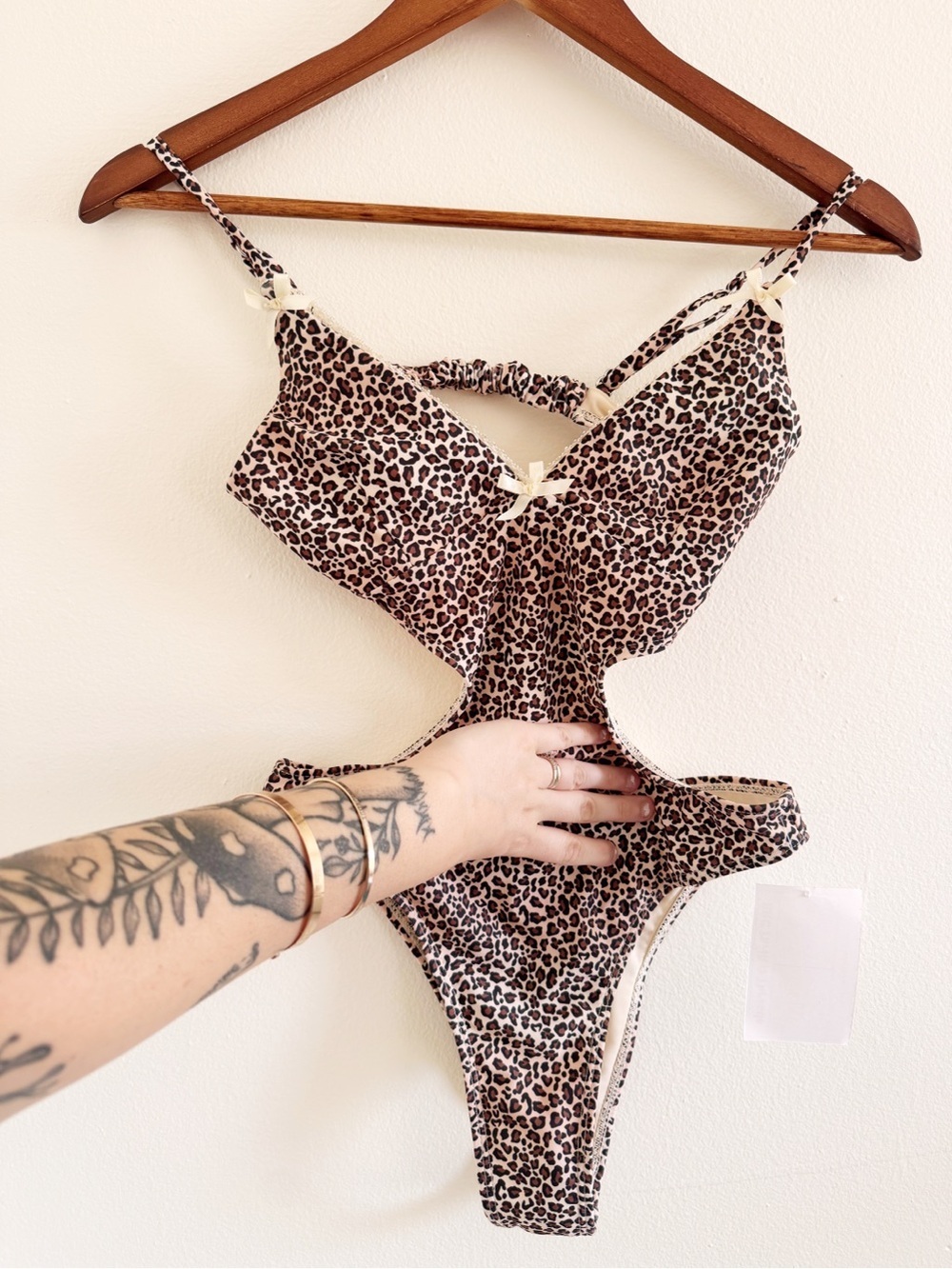 Leopard Print Cutout One-Piece Swimsuit ~XS
